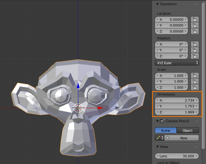 Can The Scale Tool Show Me The Real Size Of The Object Instead Of A 1 0 Scale Blender Stack Exchange