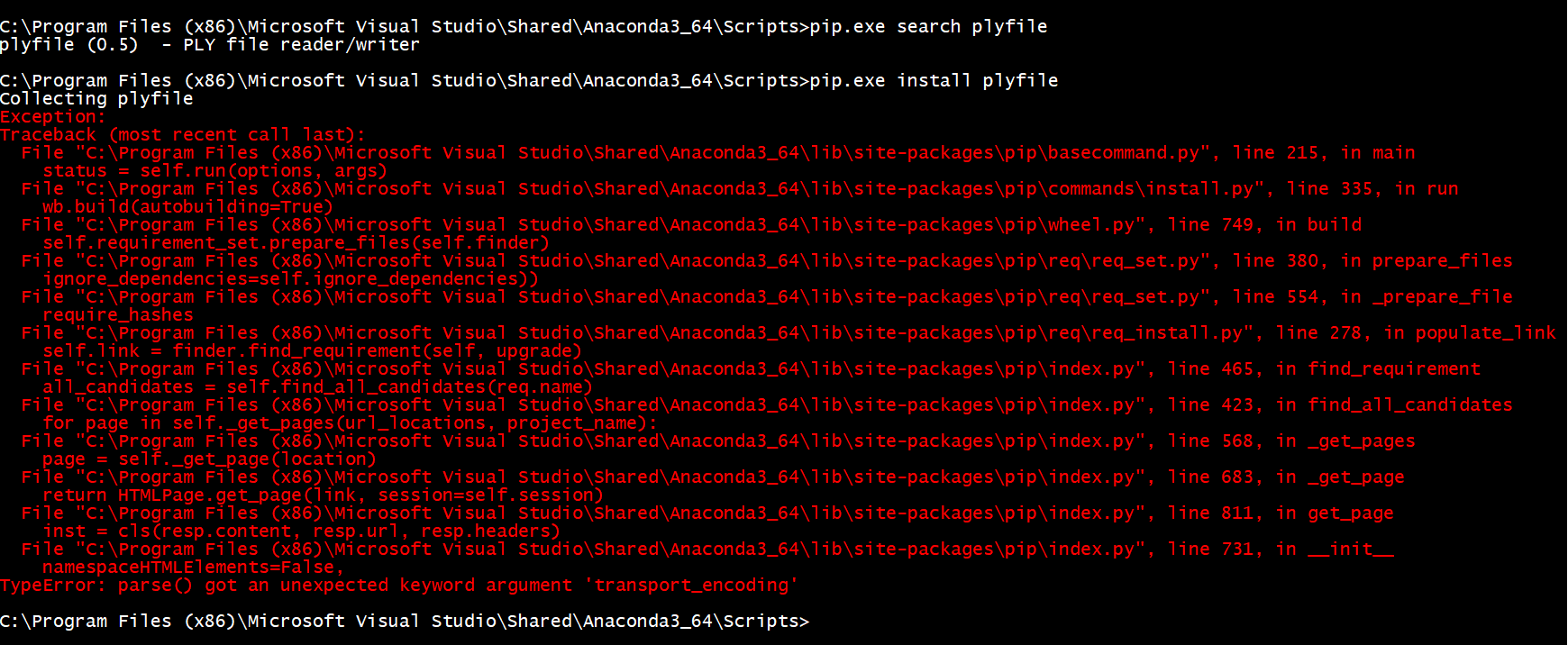 Python 3 6 2 anaconda3 5 0 0 64 Pip Install Plyfile 