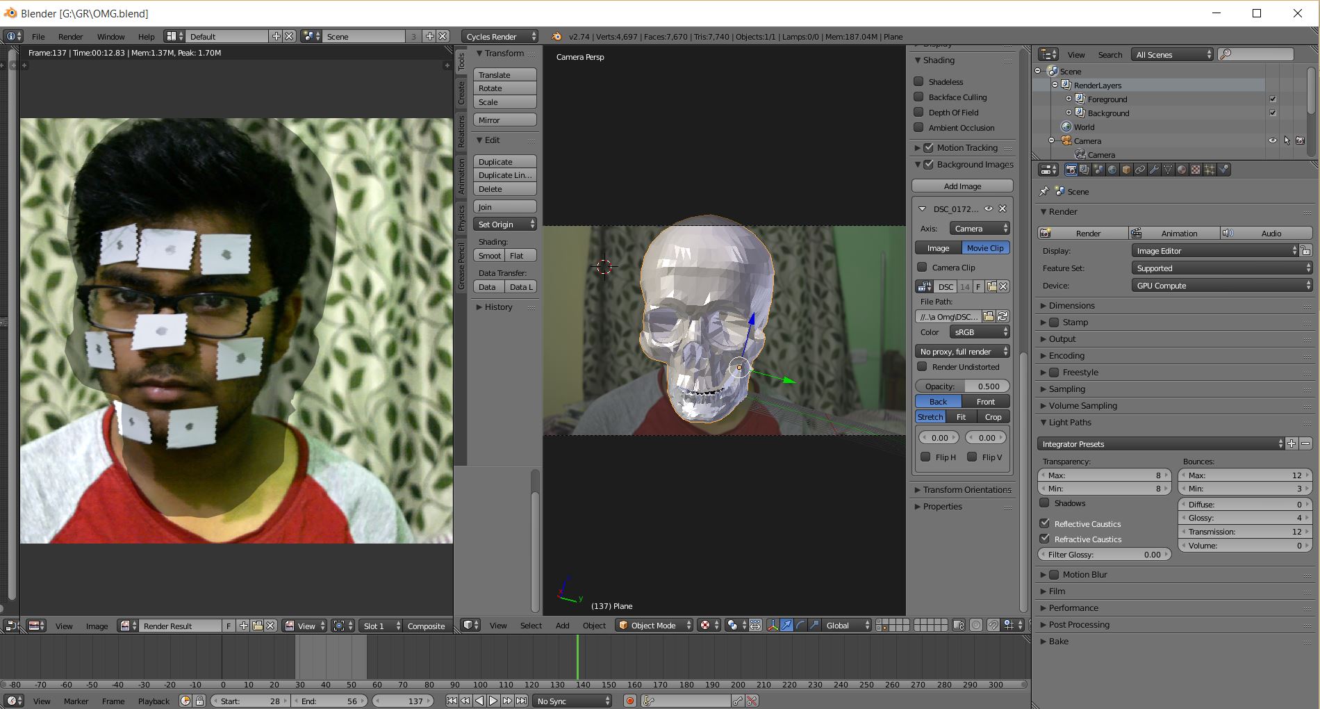 Only A Shadow Of The 3d Object Over The Background Is Visible In The Render Blender Stack Exchange