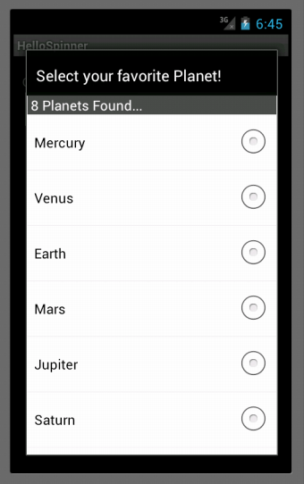 Prompt and nothing selected row