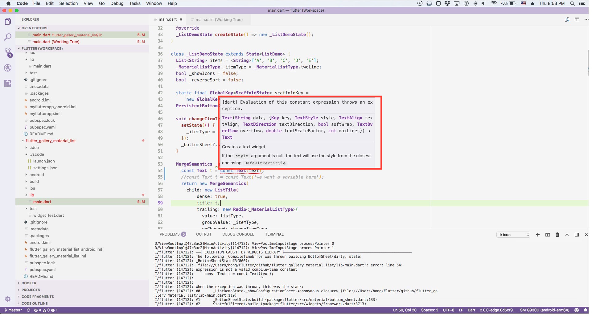 Flutter Text Exception Expression Is Not A Valid Compile Time Constant Stack Overflow