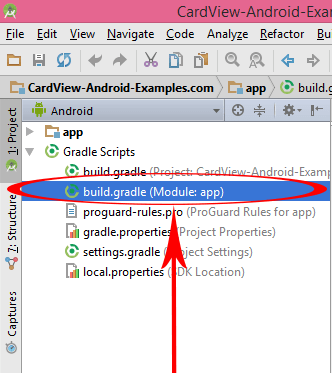 build.gradle file location on Android Studio