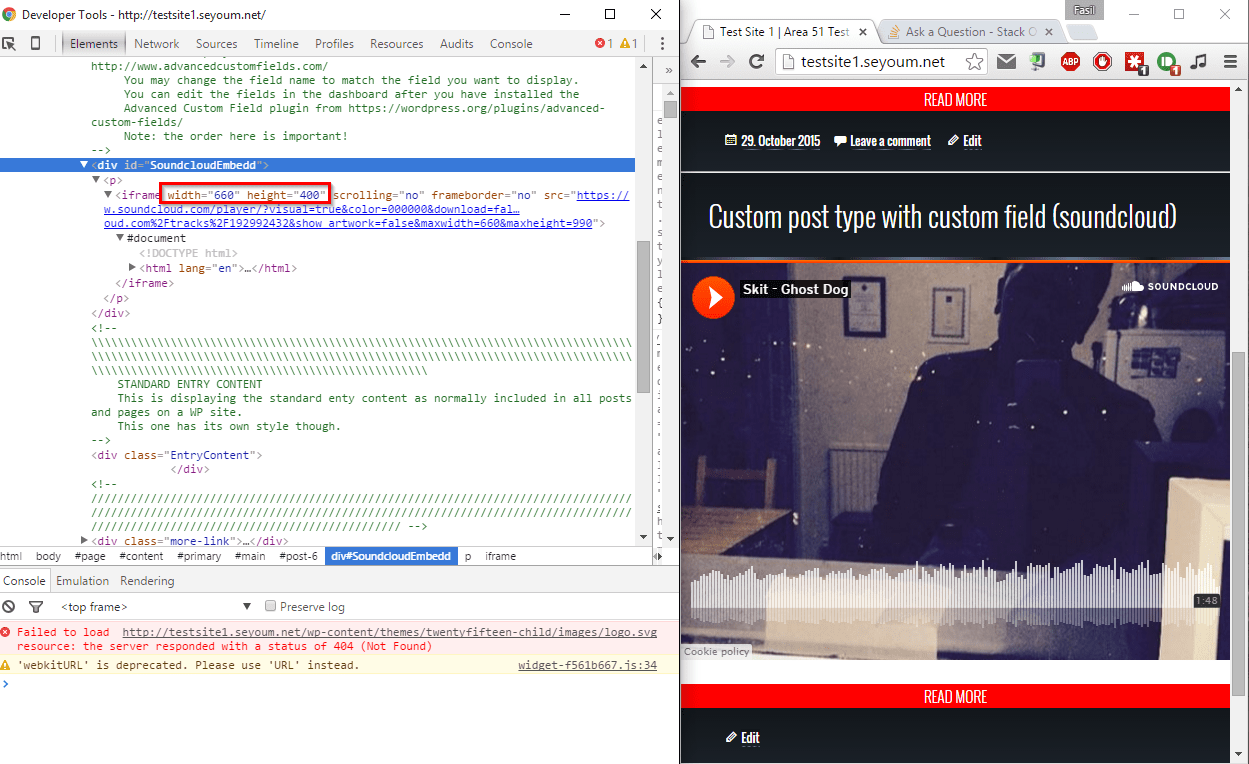 Responsive 11 ratio soundcloud widget in WordPress shareitHQ
