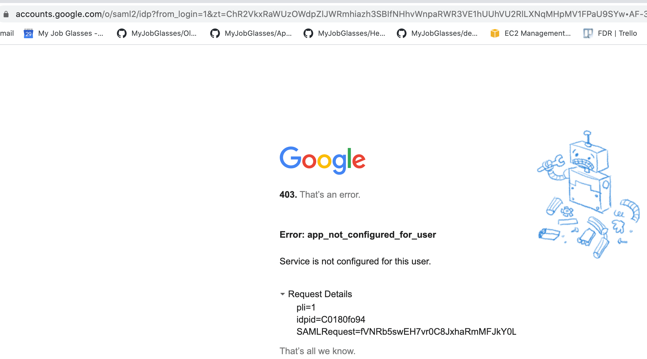 Jun 29, 2021 · a configuration wizard will prompt you to enter the necessary configuration parameters for the tool to run, the only one that is required is the okta_org_url.the configuration file is written to ~/.okta_aws_login_config, but you can change the location with the environment variable okta_config. Aws Vpn Using Federated Login With Google Idp App Not Configured For User Stack Overflow
