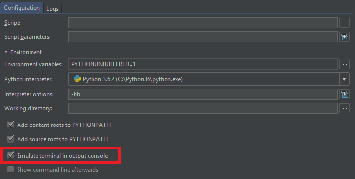 Run configuration