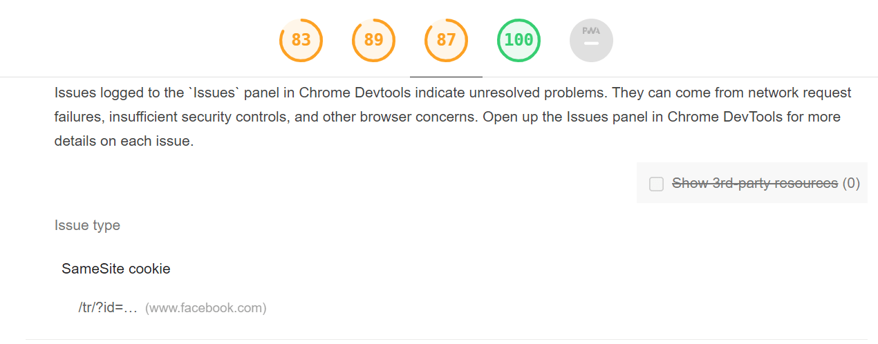 In a matter of seconds, you will get a report with detailed information about website status. Javascript How To Resolve Lighthouse S Samesite Cookie Issue Stack Overflow