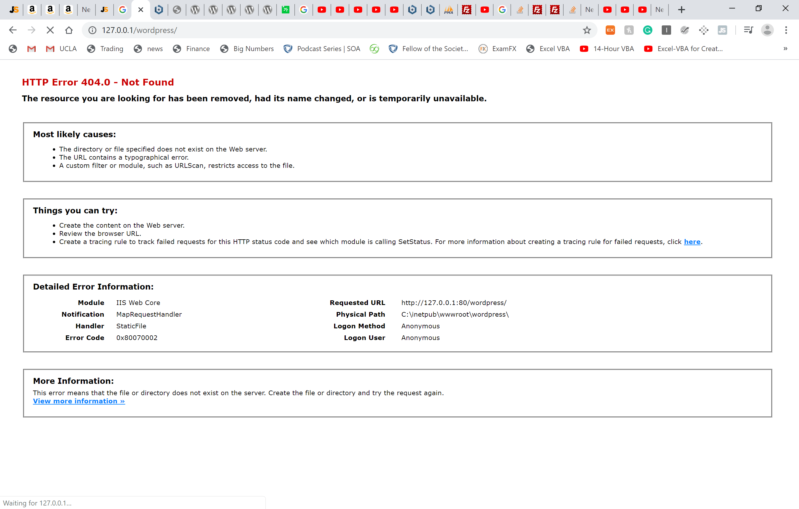Inizia controllando la seguente lista di messaggi di errore, . Wordpress Local Host Error Http Error 404 0 Not Found Stack Overflow