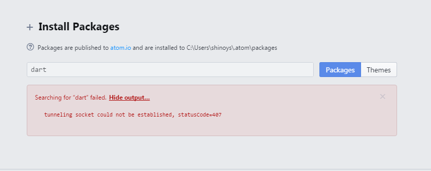 Tunneling Socket Could Not Be Established Statuscode 407 I M Getting This Error On Searching Packages In Atom Stack Overflow