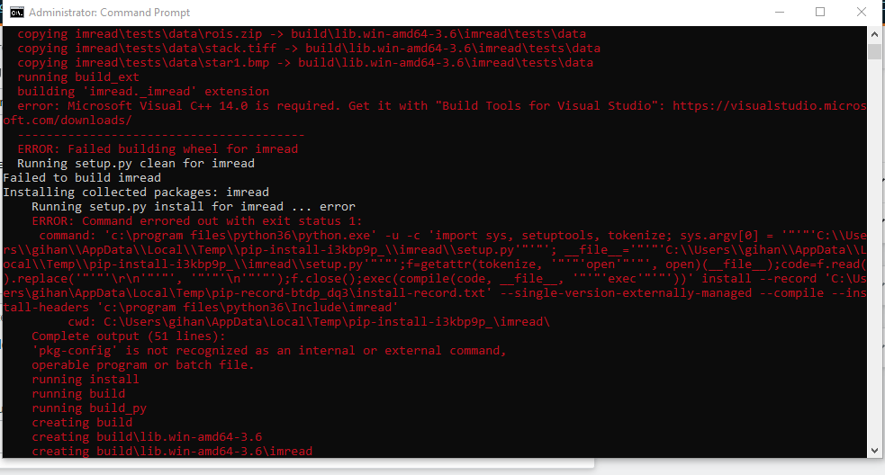 Wondering what the most common answer on the act is? python - Imread installation error ( pip install imread