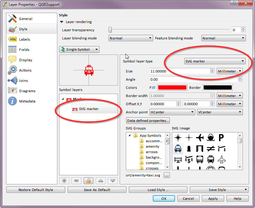 How To Apply Svg Symbols As Point Markers In Qgis 2 0 Geographic Information Systems Stack Exchange
