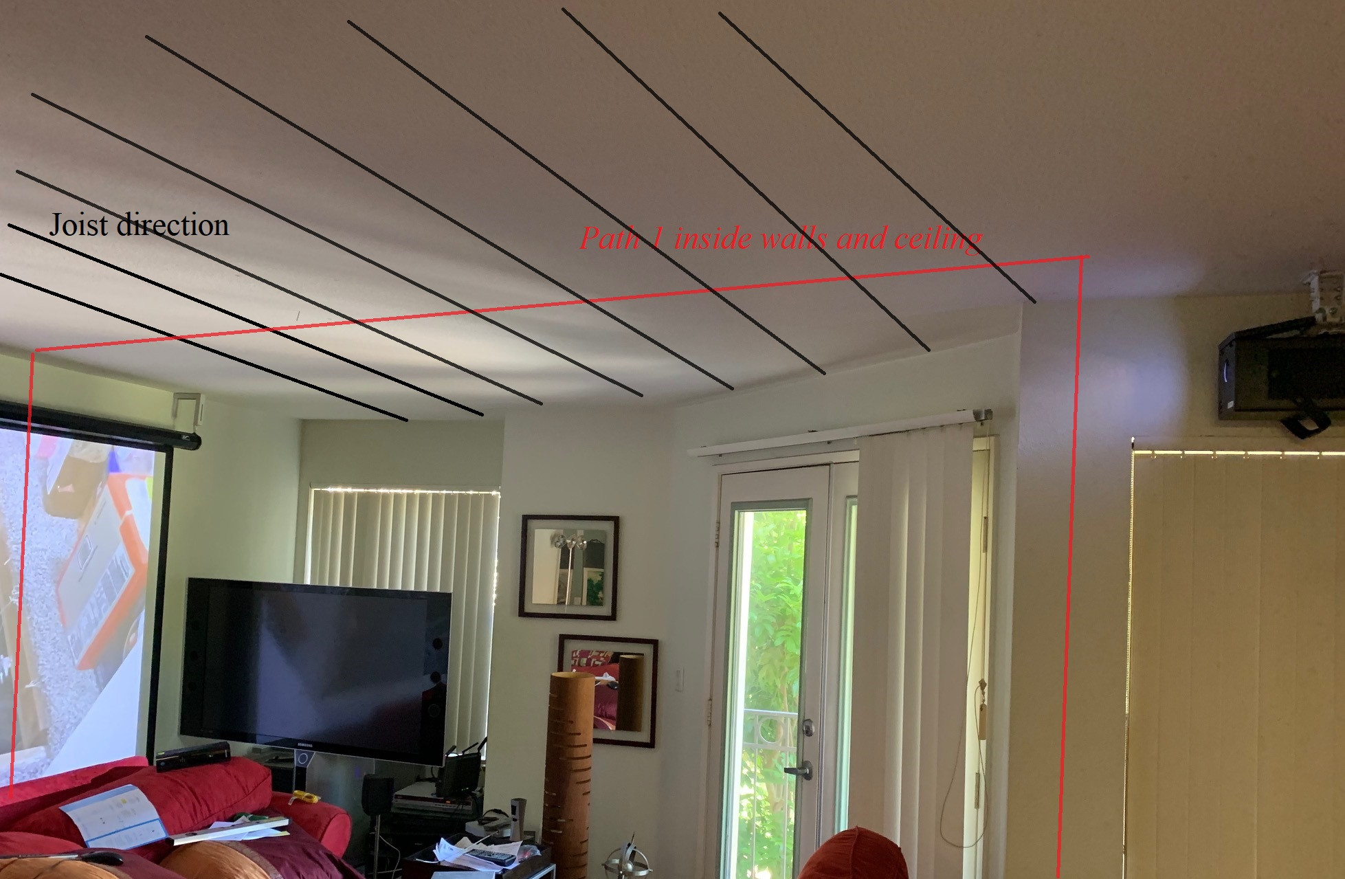 Theater room · home theater design. Running Cables For A Home Theater Inside Walls And Ceilings Or On The Surface Home Improvement Stack Exchange