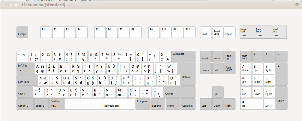 Ubuntu settings utility allows you to add your native language as a keyboard input source. 13.04 - How can I get the correct Lithuanian Keyboard