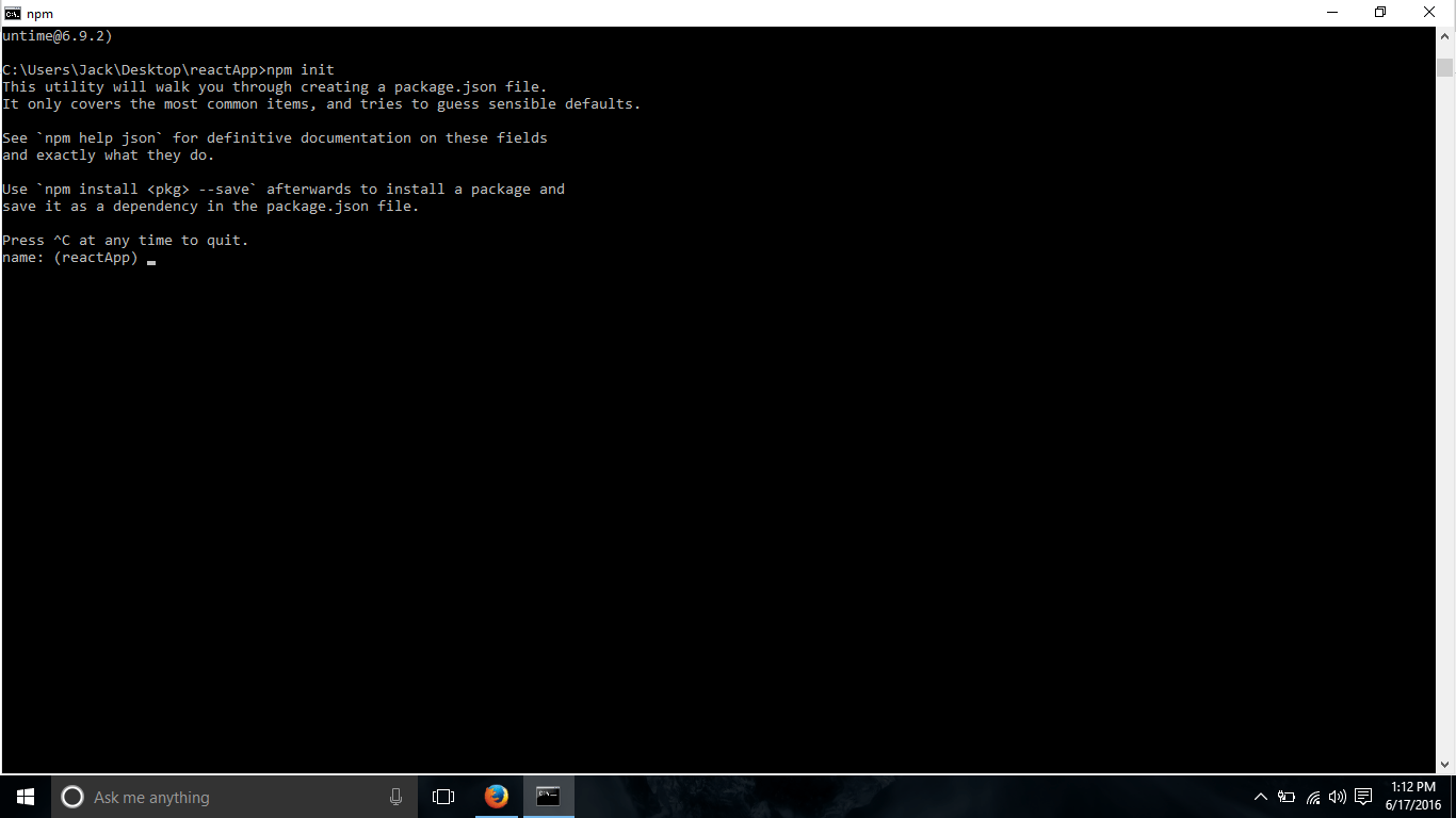 Npm init package json 
