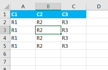 Excel formatting example
