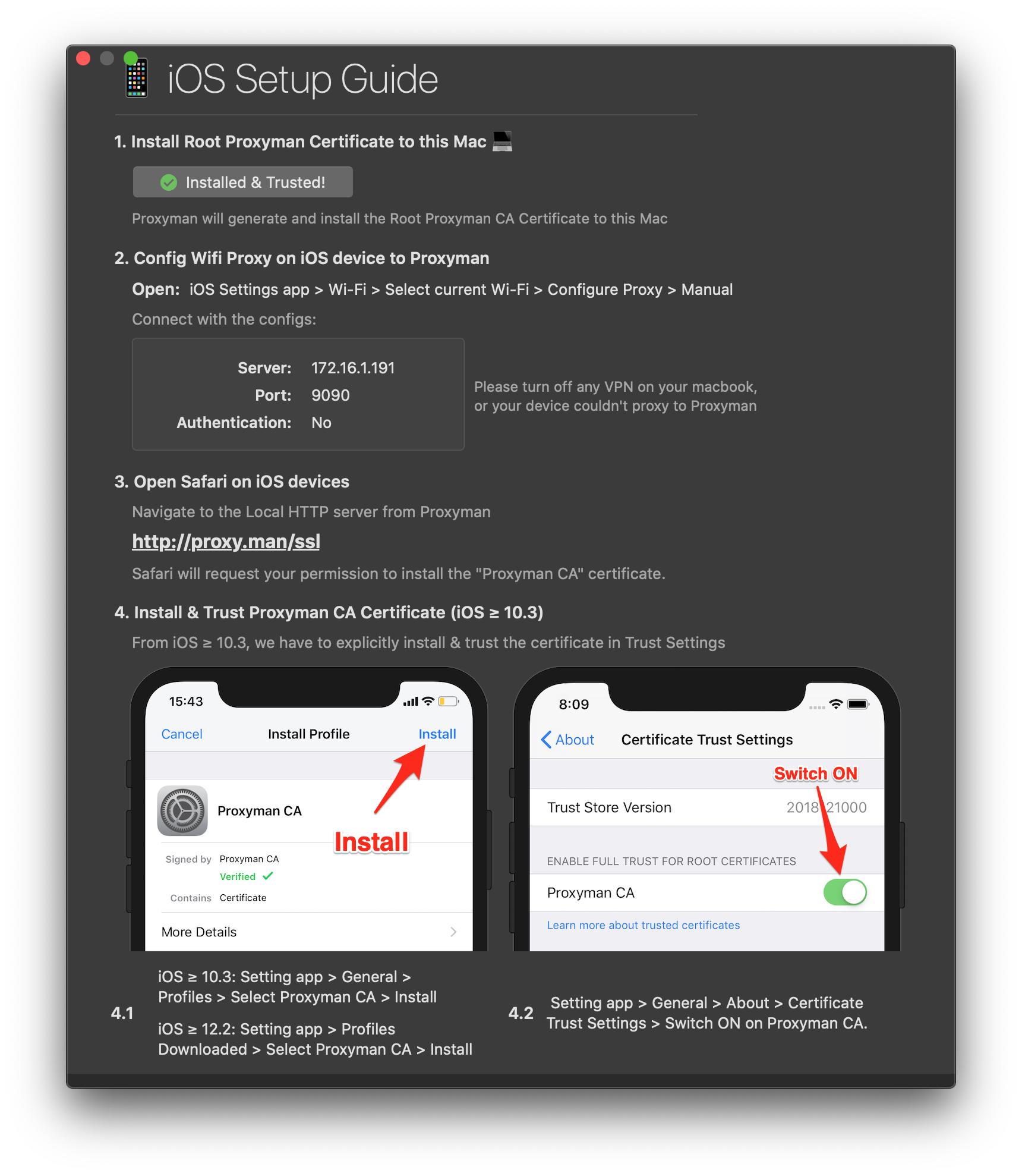 Proxyman iOS Setup Guide