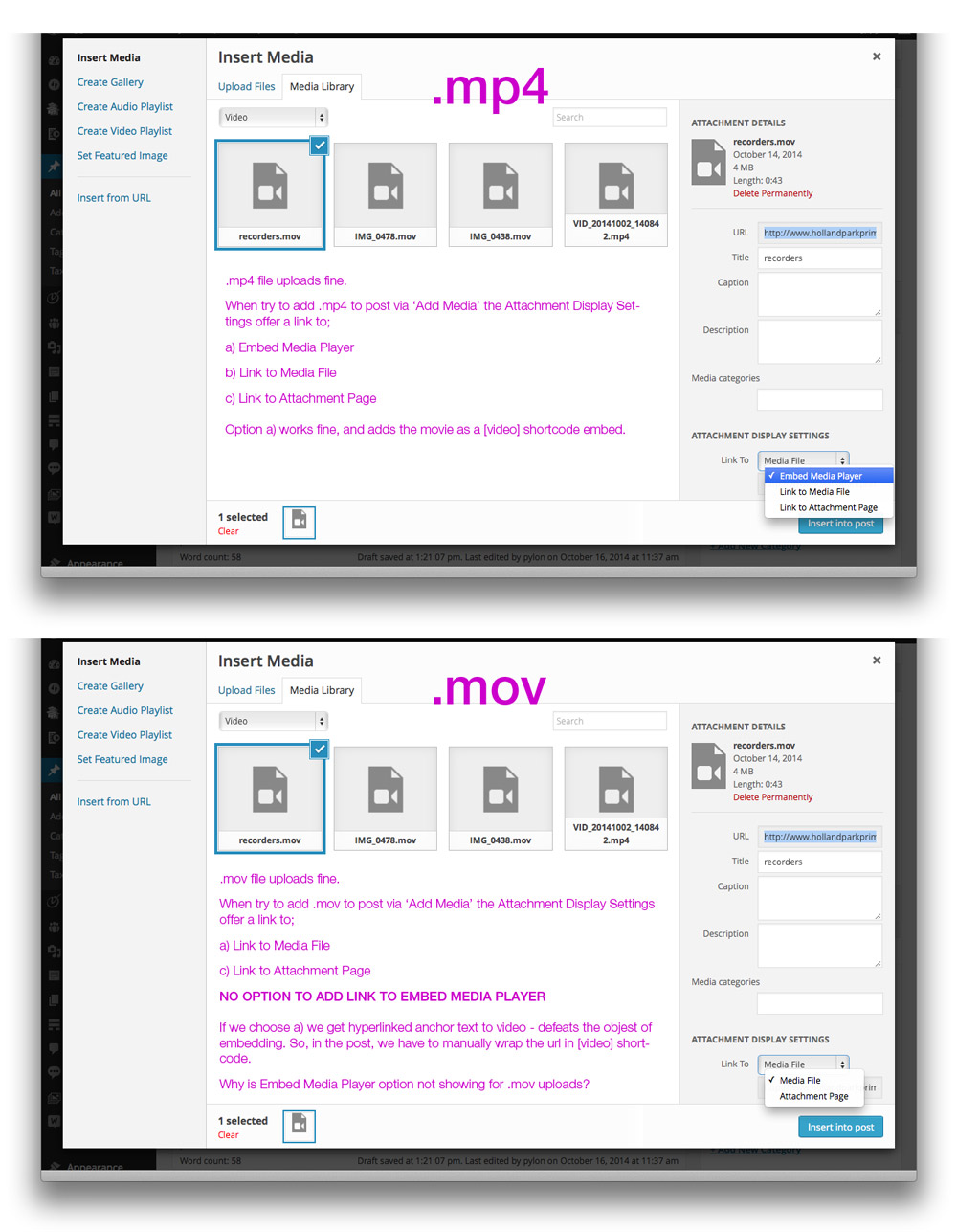 While you are writing content in the classic visual editor, you can click on the add media button to upload and . video player - Embed .mov file via 'Add Media' not working - WordPress Development Stack Exchange