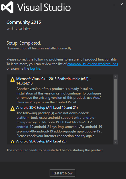 visual studio android sdk api 19 21 22 23 