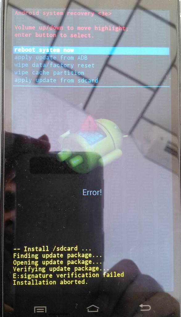 · install via your zip file into /sdcard or /sdcard0 (if you got gapps, . Error Signature Verification Failed Stack Overflow