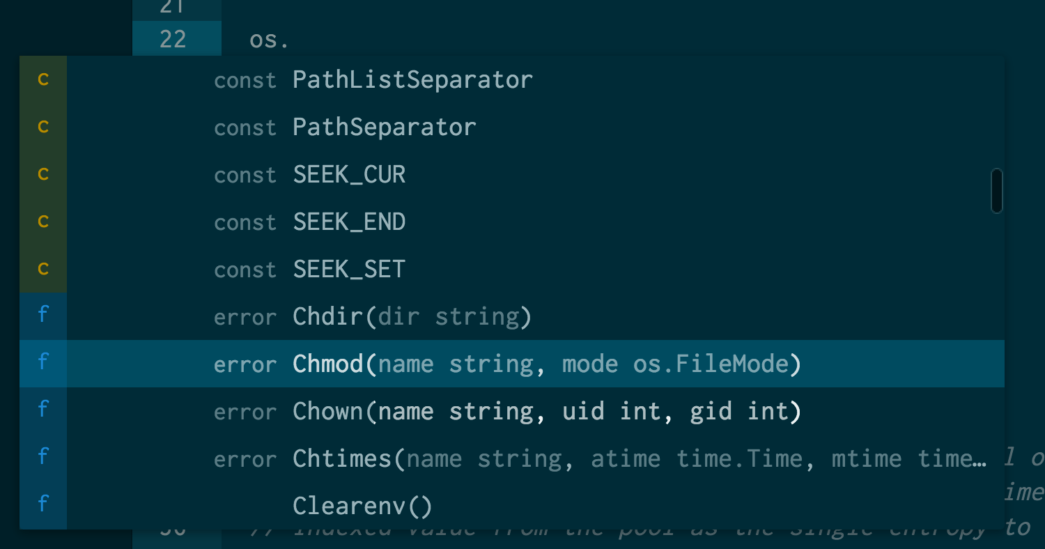 atom and go-plus dot autocompletion