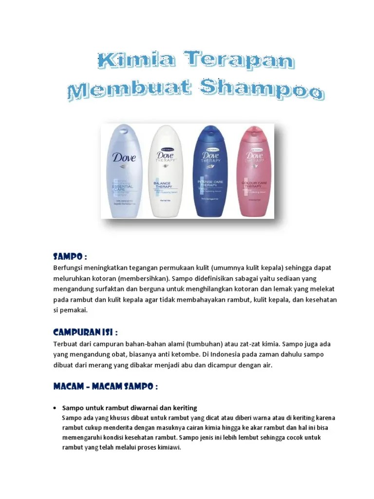 Komposisi Bahan Kimia Yang Terdapat Pada Shampo Dove | saya menjawab