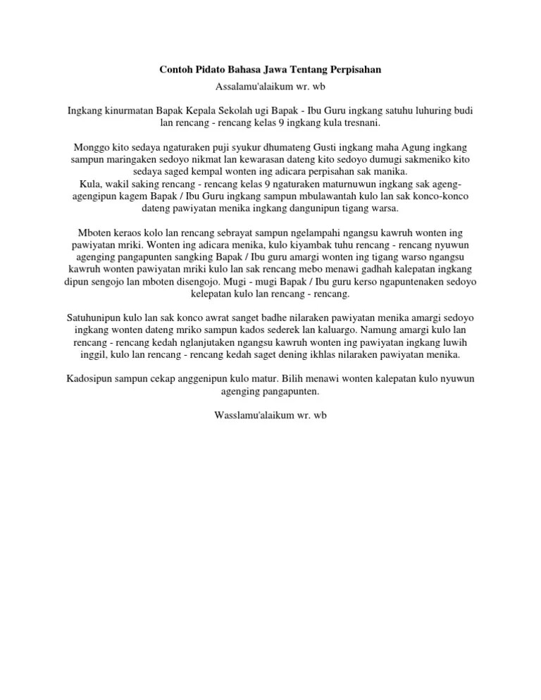 Pidato Bahasa Jawa Tentang Pendidikan Singkat
