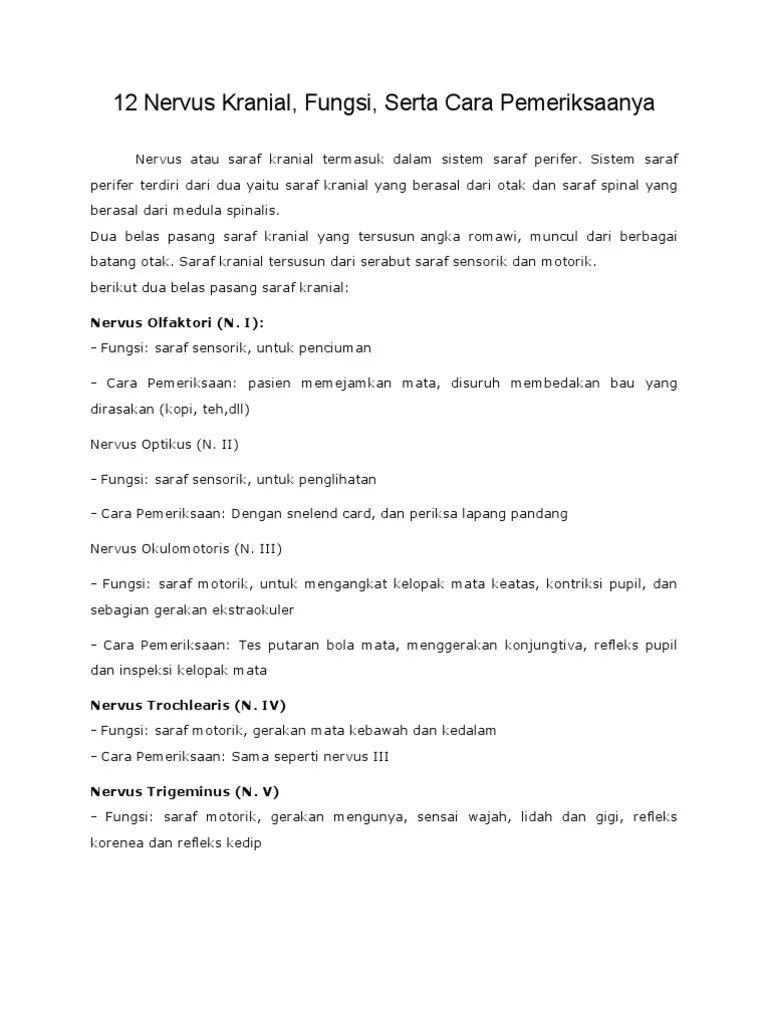 Kumpulan Pemeriksaan Nervus 1 12 [Terbaik] - Koleksi Contoh Soal 2022