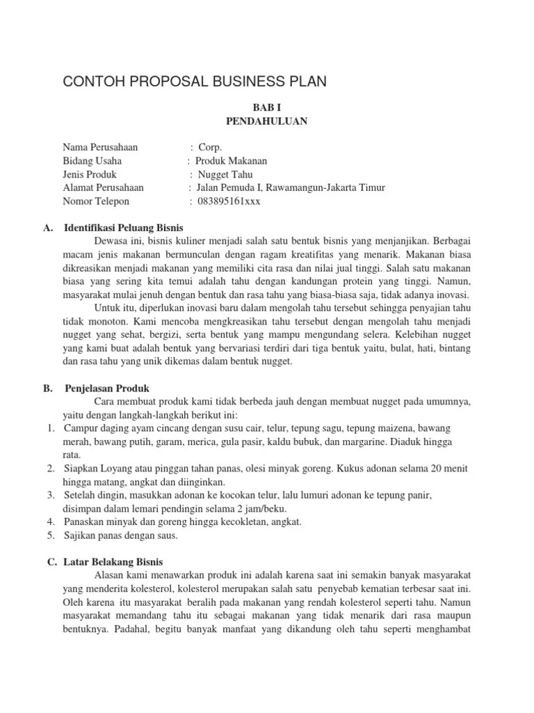Proposal Bisnis Plan Nugget Tahu