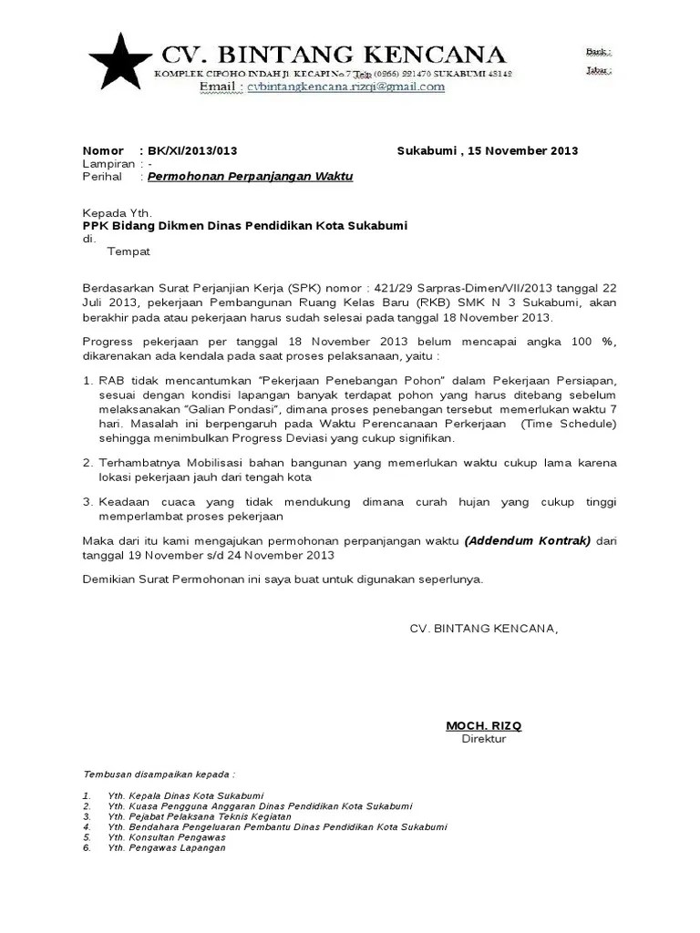 Lihat Contoh Addendum Perpanjangan Waktu Kontrak Terbaik - Pusat Referensi  Contoh Paling Lengkap