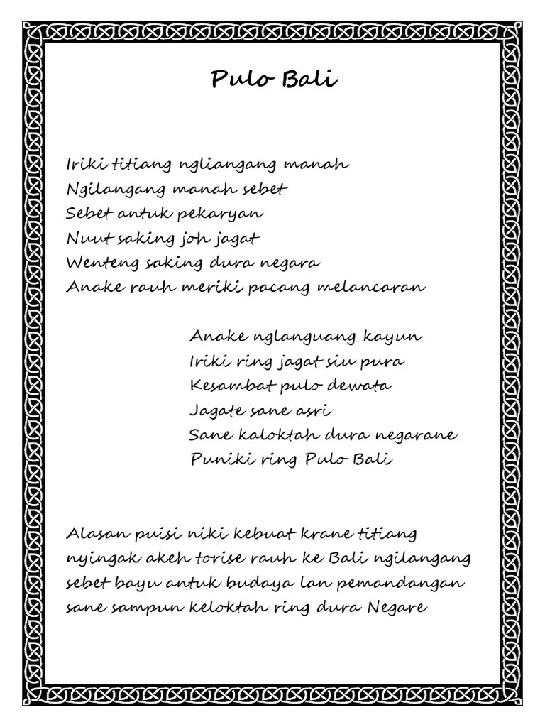 Contoh Puisi Bali Anyar – Beinyu.com