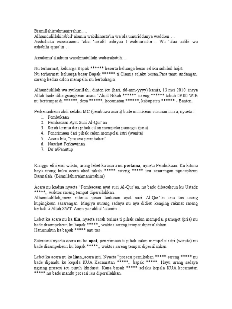 Teks Pembawa Acara Dalam Bahasa Sunda – Dengan