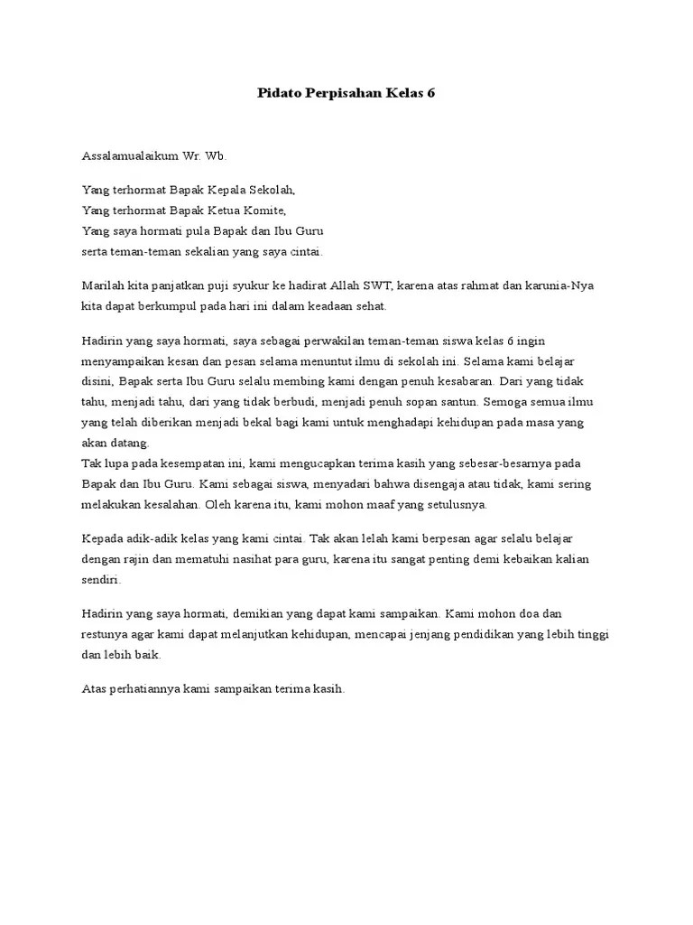 Teks Pidato Bahasa Sunda Perpisahan Kelas 6