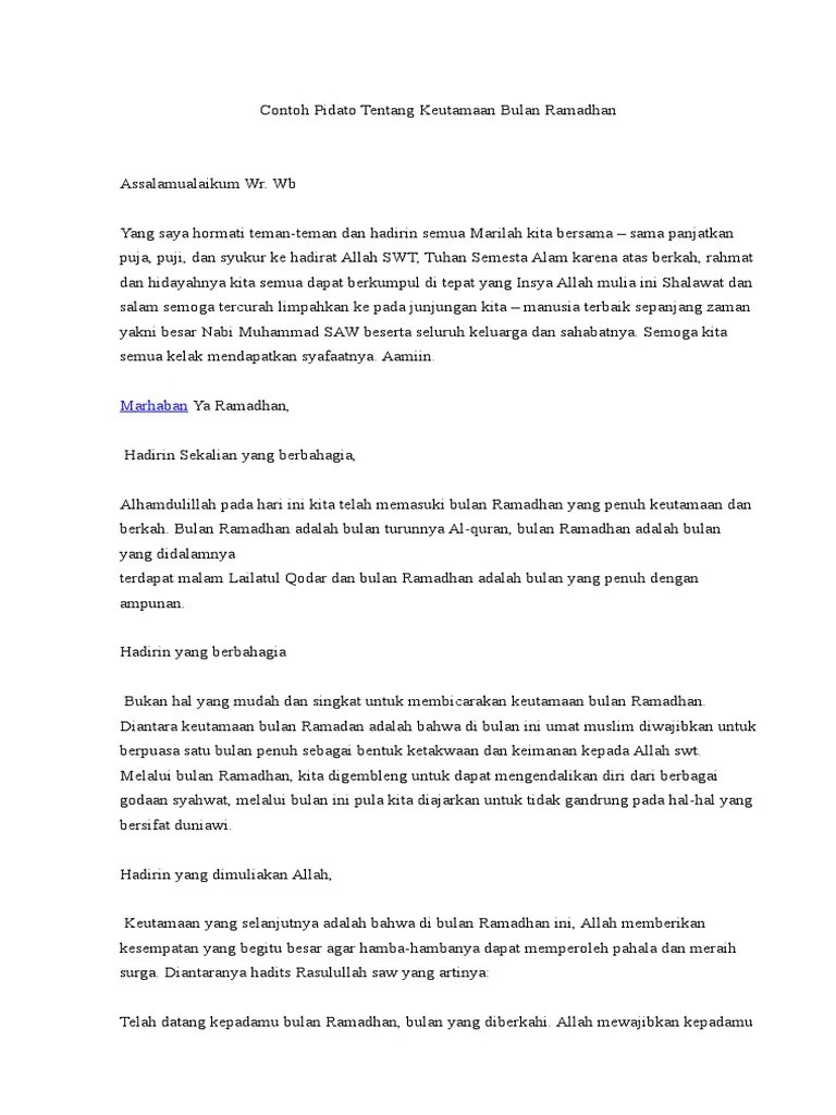 Contoh Pidato Anak Sd Tentang Bulan Ramadhan - File Ini
