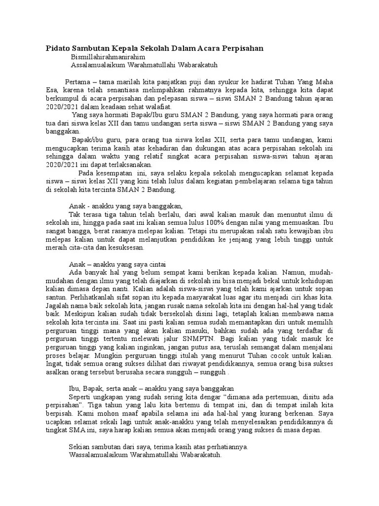 94 Kata Sambutan Perpisahan Paud