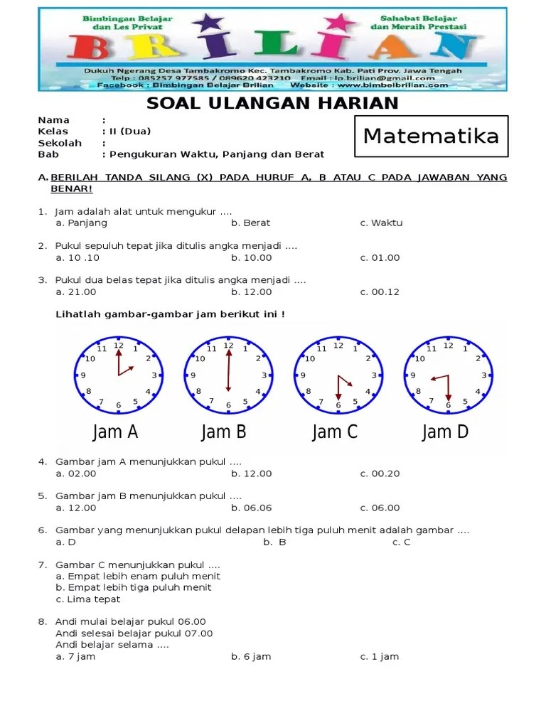 Soal Matematika Satuan Waktu Essay – Beinyu.com