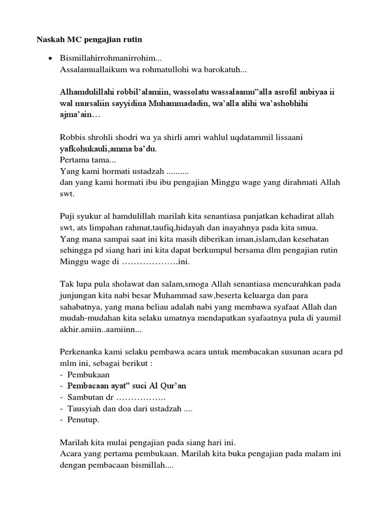 Kumpulan 13+ Sambutan Pembukaan Acara Pengajian [Terlengkap] - Belajar  Contoh Soal by Nurul