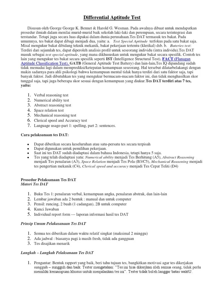 Contoh Soal Tes Mekanik