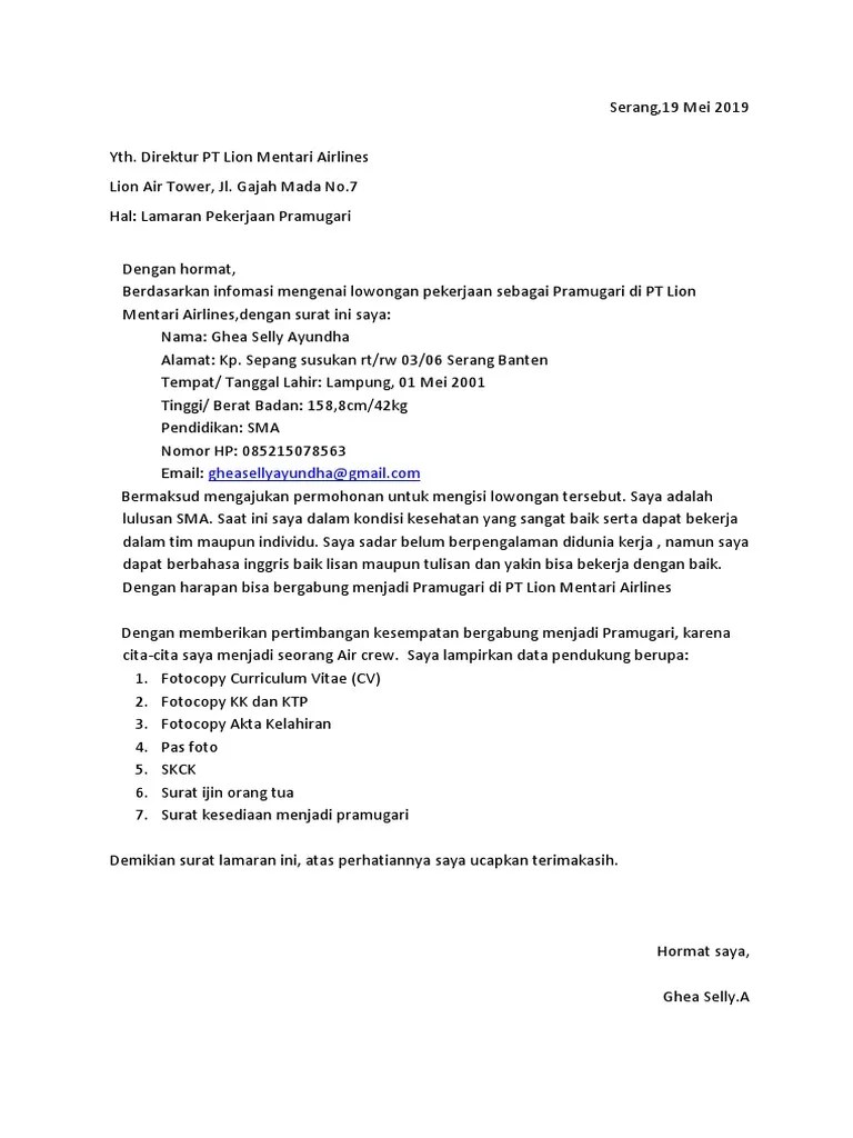 24+ Surat Lamaran Kerja Lion Air