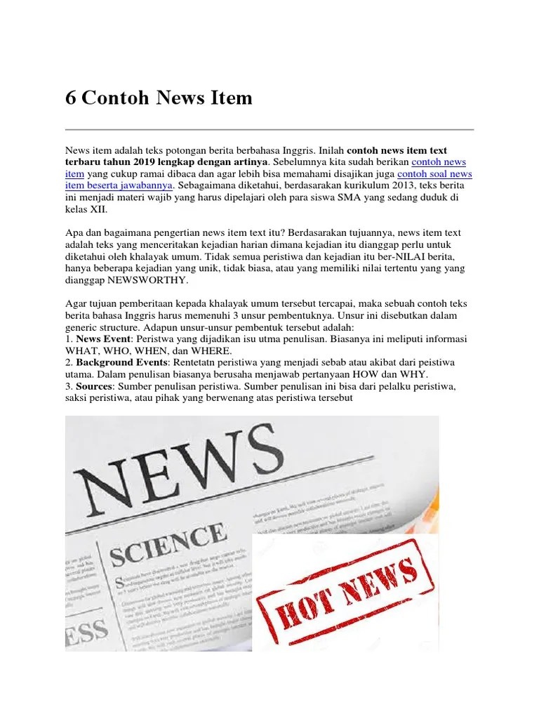 Artikel Contoh News Item Bahasa Inggris – Belajar