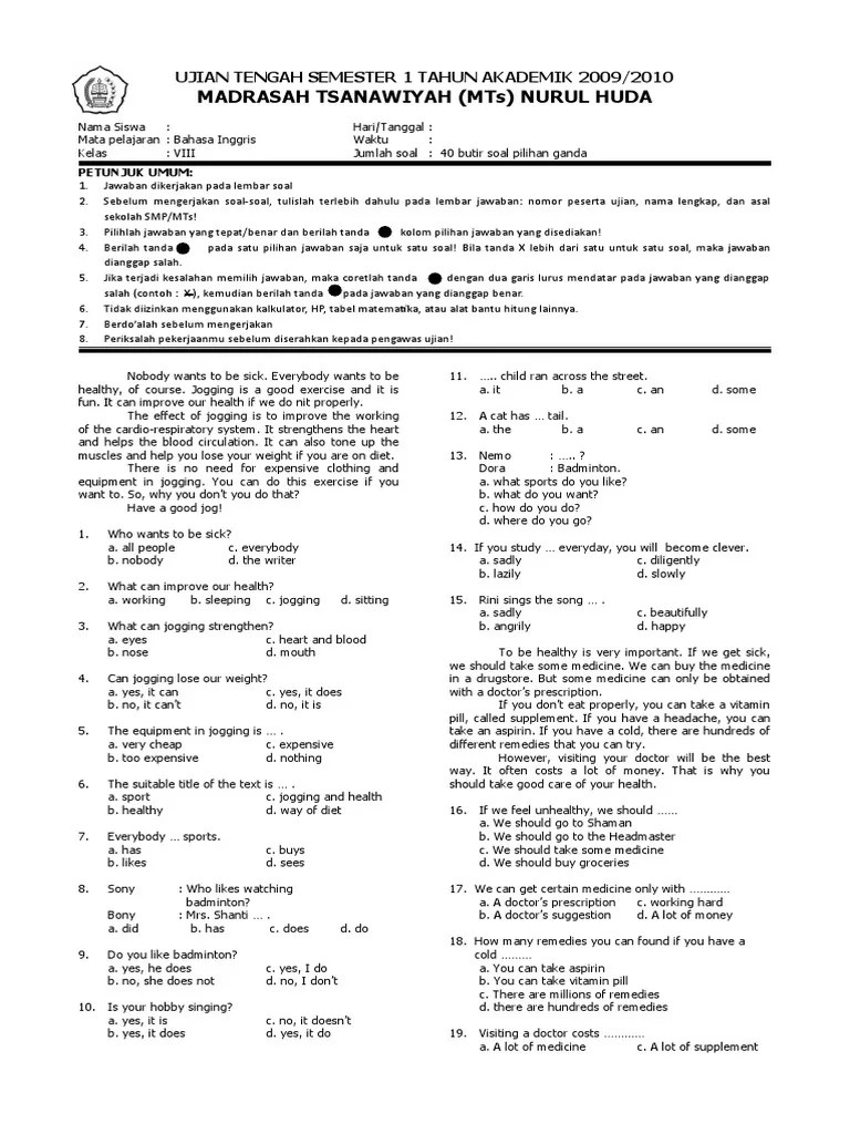 Contoh Soal Pilihan Ganda Giving Example