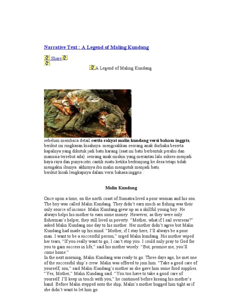 Soal Essay Tentang Cerita Malin Kundang Dalam Bahasa Inggris – Beinyu.com