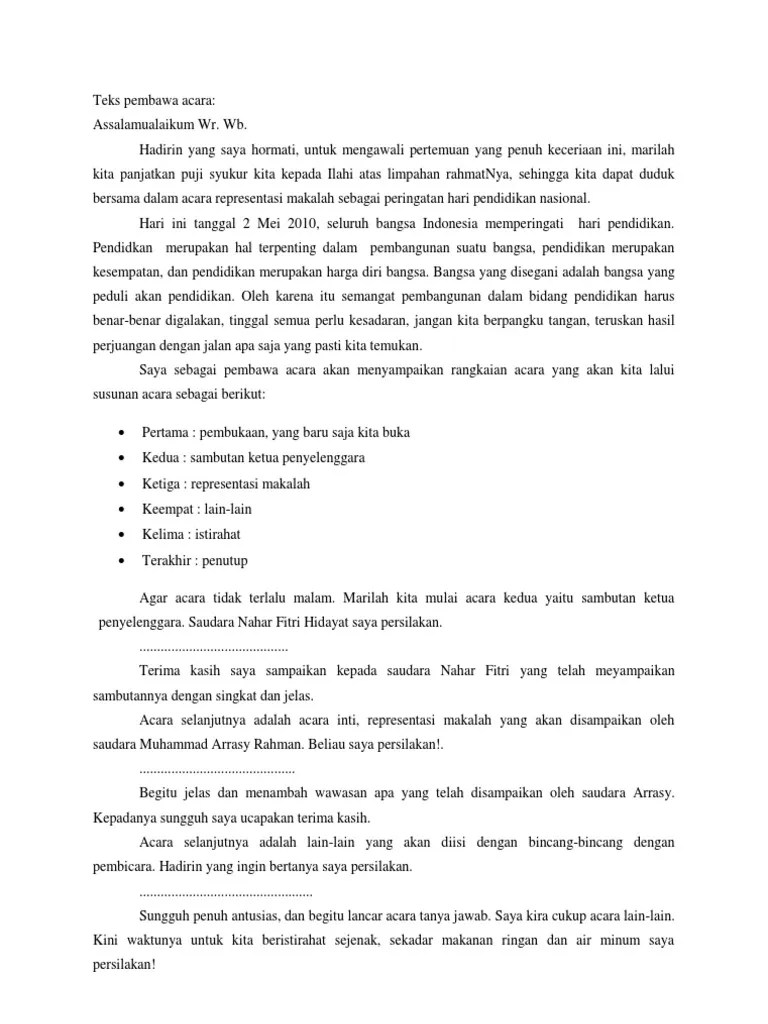 Contoh Teks Opening Mc Non Formal - tukaffe.com