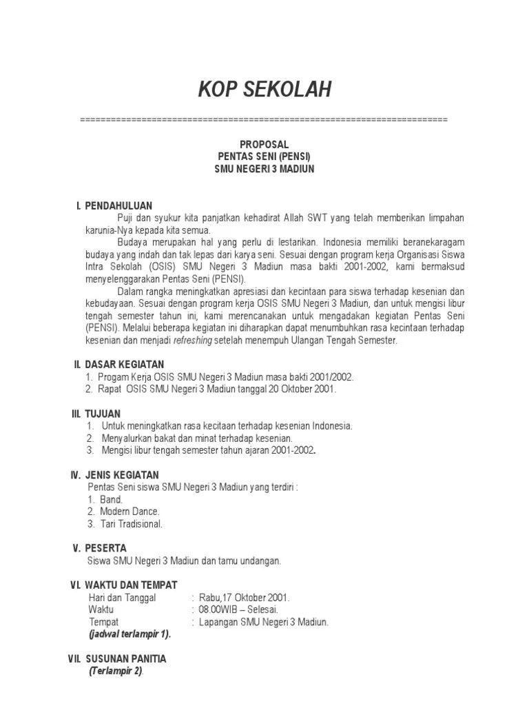 Laporan Kegiatan Pentas Seni