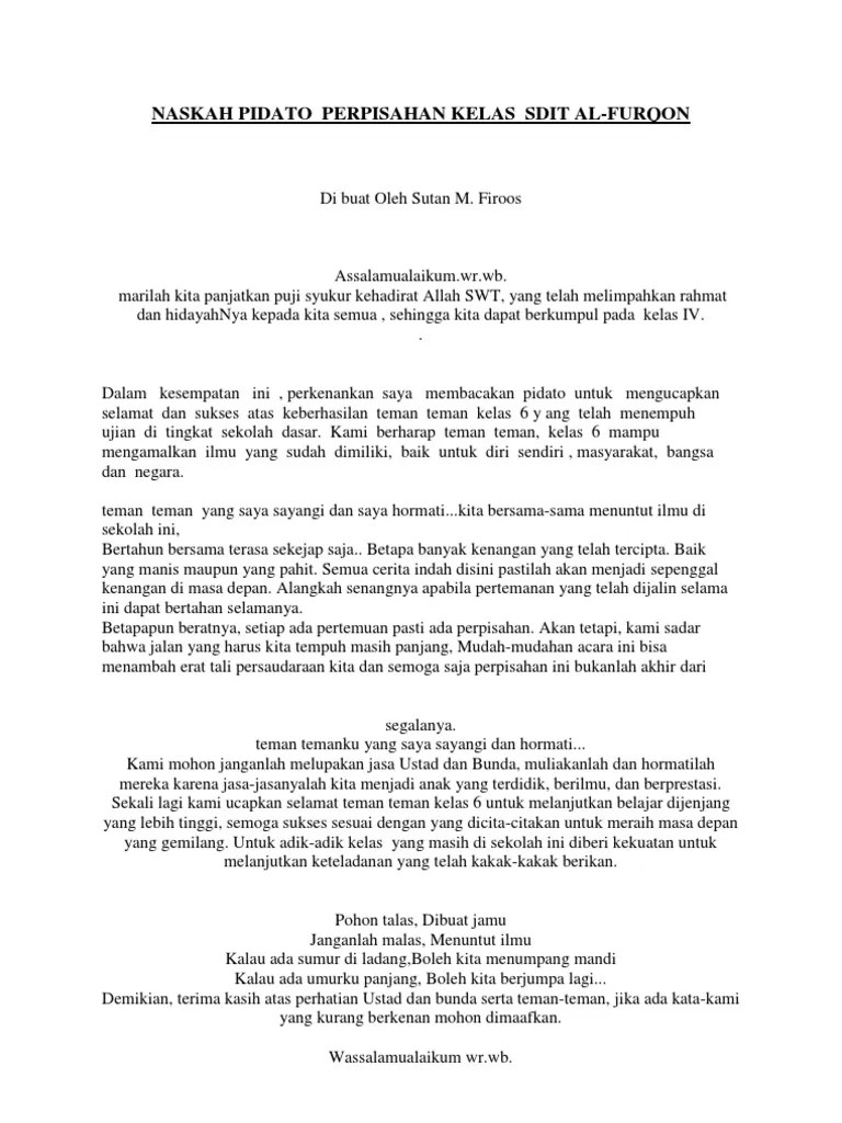 Naskah Pidato Tentang Perpisahan – Belajar