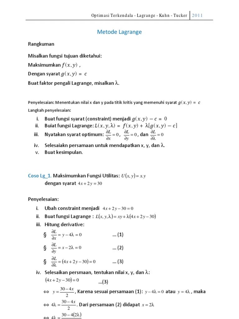Lihat 18+ Contoh Soal Fungsi Lagrange [Terlengkap] - Belajar Contoh Soal by  Kulon