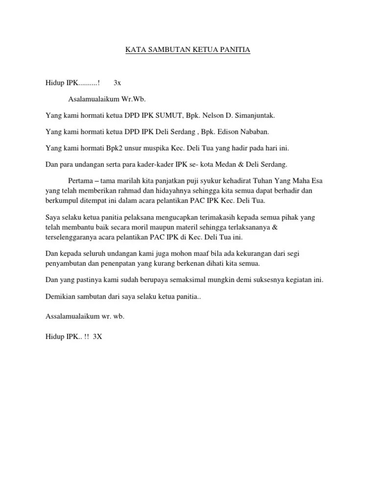 Kata Sambutan Ketua Panitia Maulid Nabi – Sekali