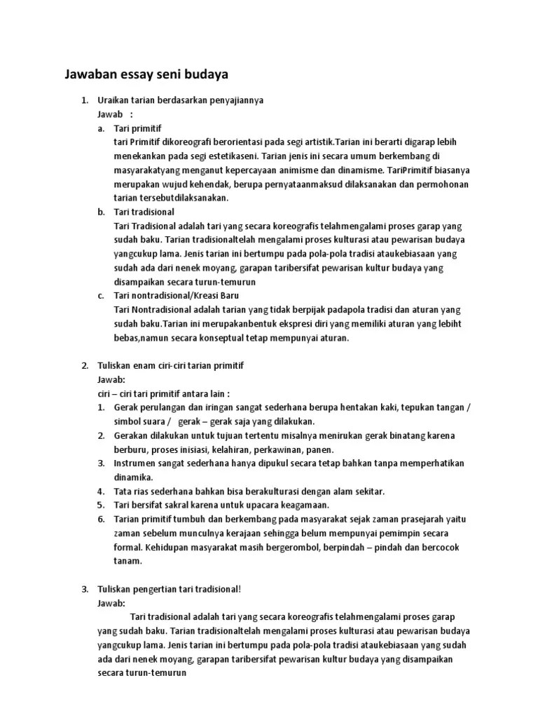 Contoh Soal Essay Tentang Seni Musik