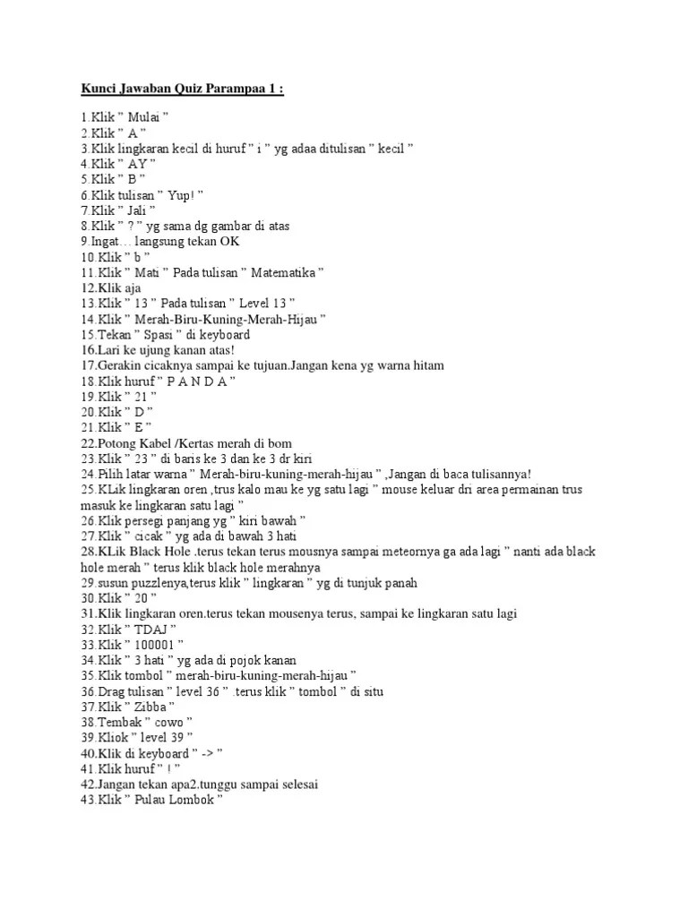 Kunci Jawaban Quiz Parampaa – 11+ Kunci Jawaban Quiz Parampaa Free - Berkas  Download