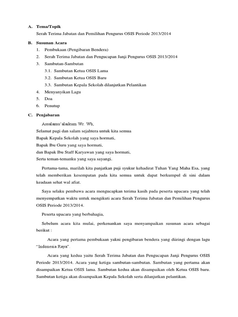 Contoh Pidato Sambutan Ketua Osis // Kumpulan Contoh Terbaru