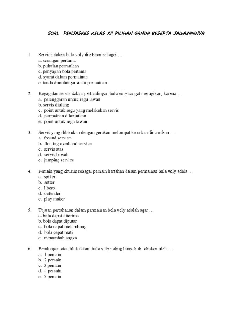 Soal Uts Penjas Kelas 12 Semester 1 Soal Penjas Materi Bola Basket Lengkap Jawabannya Permainan Bola Voli Diharapkan Contoh Soal Ini Bisa Membantu Baik Siswa Maupun Guru Untuk Menghadapi File Ini