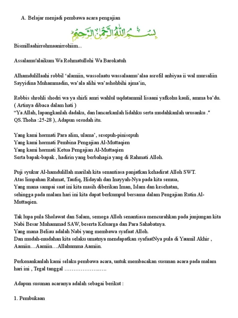 Contoh Teks Pembawa Acara Pengajian Rutinan - tukaffe.com